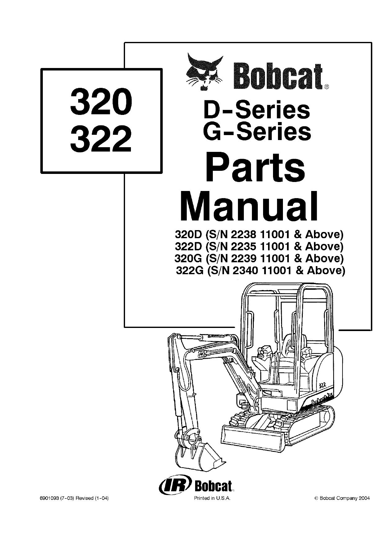 320 G Excavator parts manual Bobcat